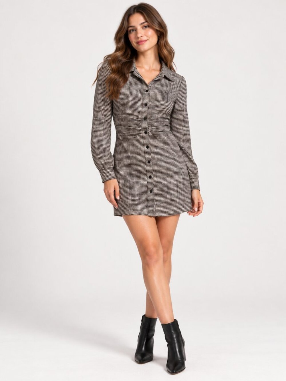 Zara Checked Button Front Shirt Dress